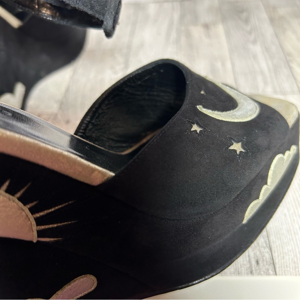 Hermes Tournis wedge sandals black celestial witch Halloween size 38 RARE - Picture 11 of 16